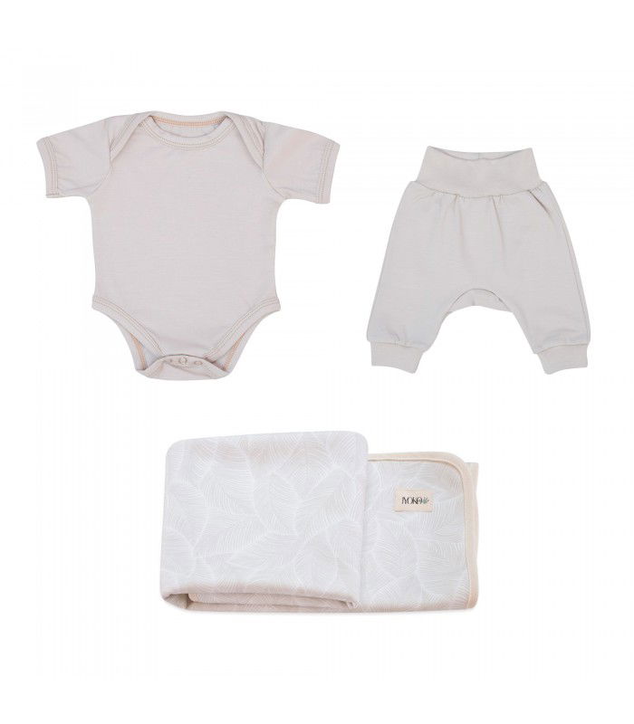 Conjunto de primeira utilização com capa de banho recém-nascido Creme - 1