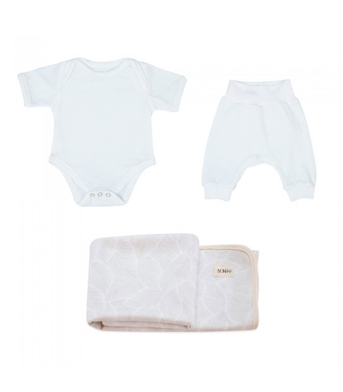 Conjunto de primeiro uso com capa de banho para recém-nascido Branco Marfim - 1