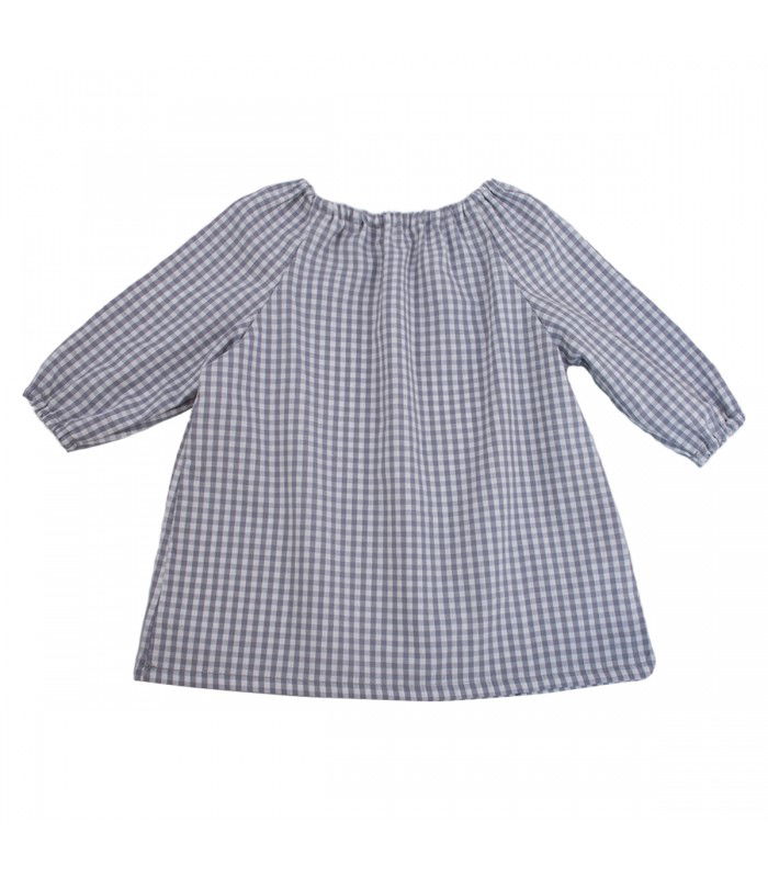Bata Guardería Silver Vichy - Vista Trasera Bata Guardería Silver Vichy - Vista Trasera