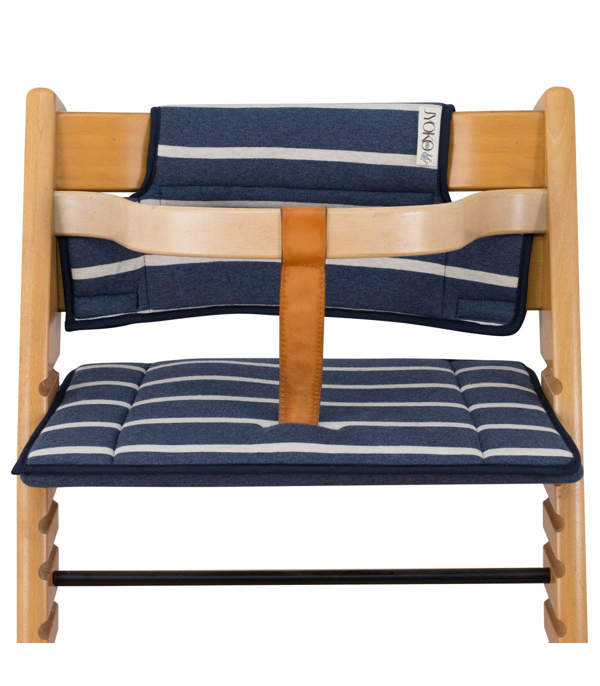 Stokke Tripp trapp - Vista frontal com retentor Sailor Stripes